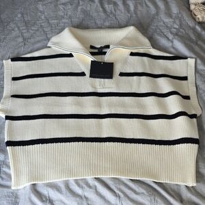Striped Knit Collared Sweater Vest